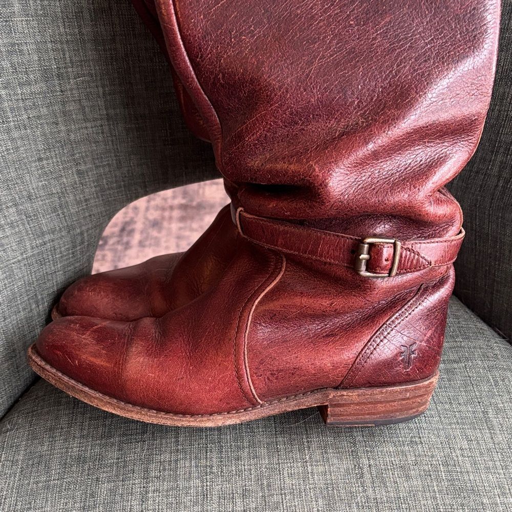 Frye Dorado Brown genuine Leather Riding knee high Boots Womens 7.5 GUC - Picture 2 of 12